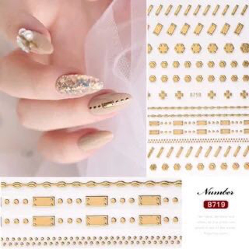 Sticker metal gold hardware / stiker acc gold nail art wheel metal gold