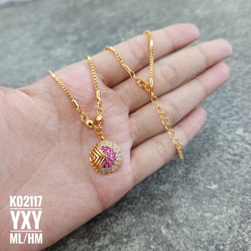 Kalung Yaxiya Bulat Zircon Ungu K02117