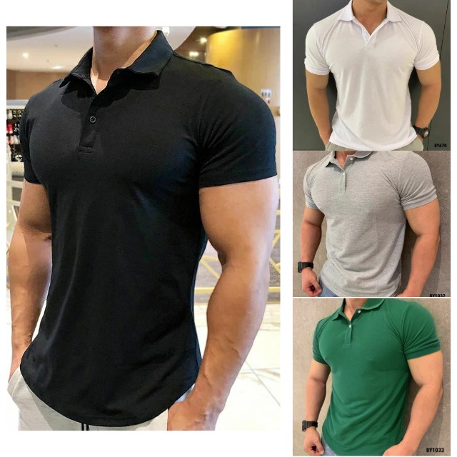 Baju Korea Kaos Polo Kerah Korea Casual Polos Kaos Kerah Lengan Pendek Pria