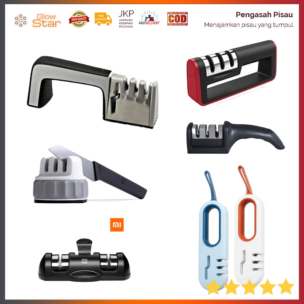 Pengasah Pisau Dapur Multifungsi Knife Sharpener 3 Stages / 3 Slot Batu Artefak Asahan penajam pisau dapur