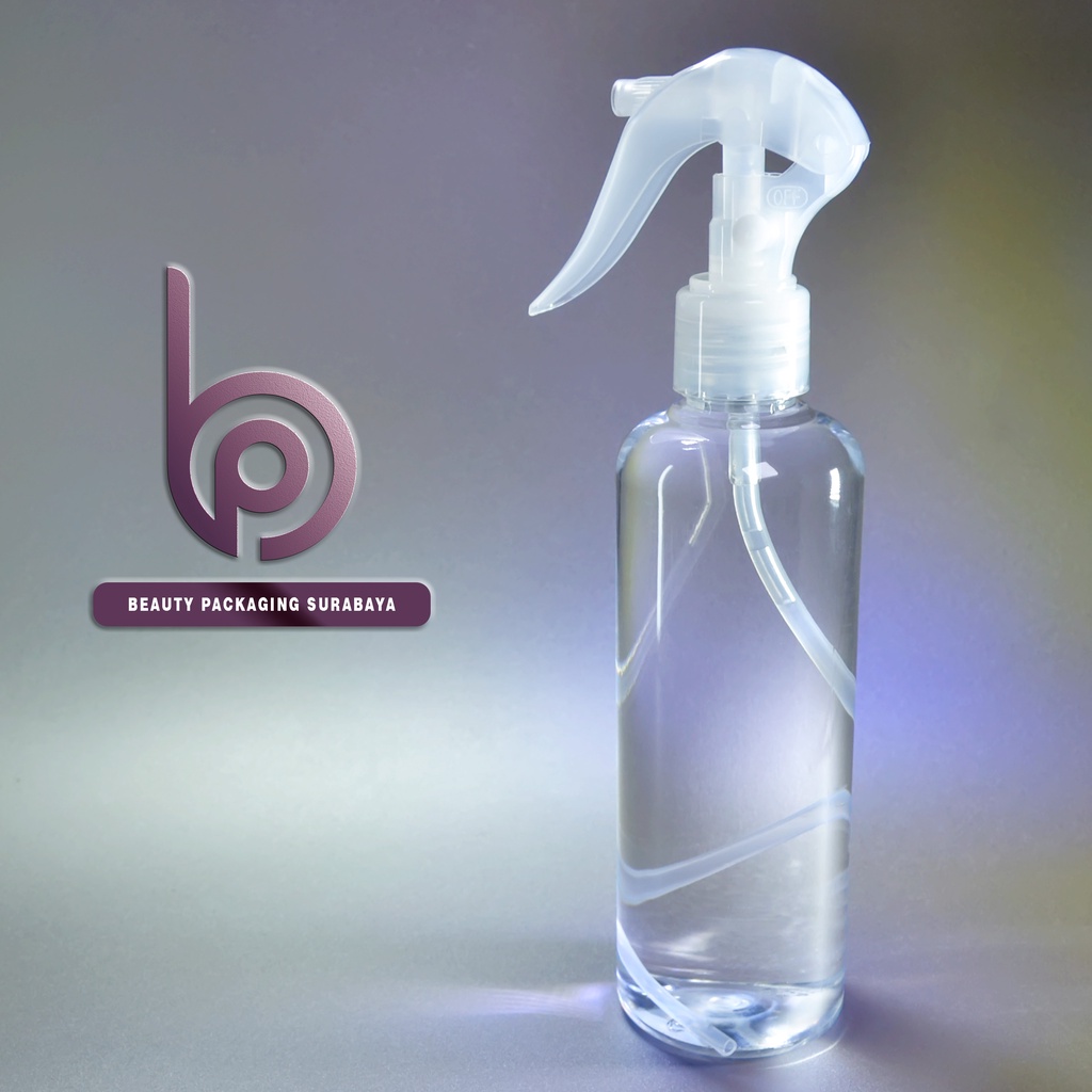 Botol Plastik PET 250ml BR Bening Tutup Spray Trigger Bebek Semprot