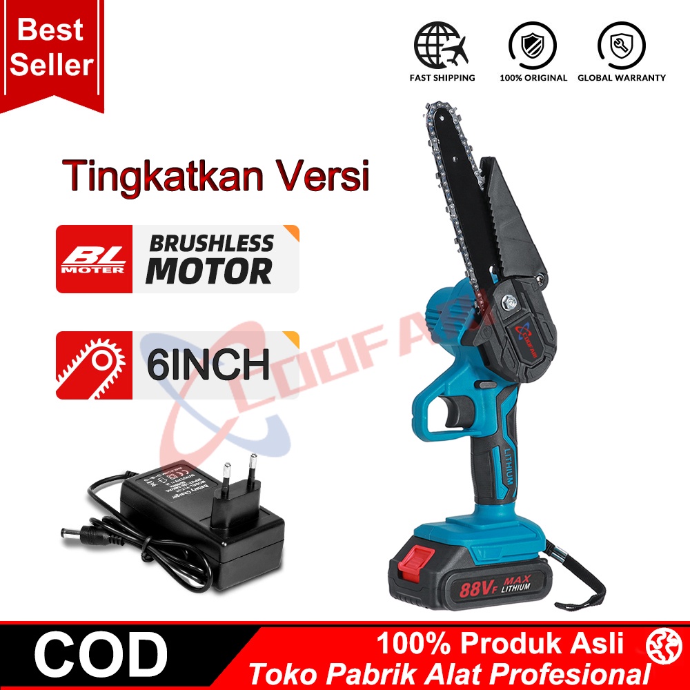 100% ORI Chainsaw Gergaji Rantai 24V/48VF/88VF Gergaji Elektrik Mini Portable Genggam Lithium Charger