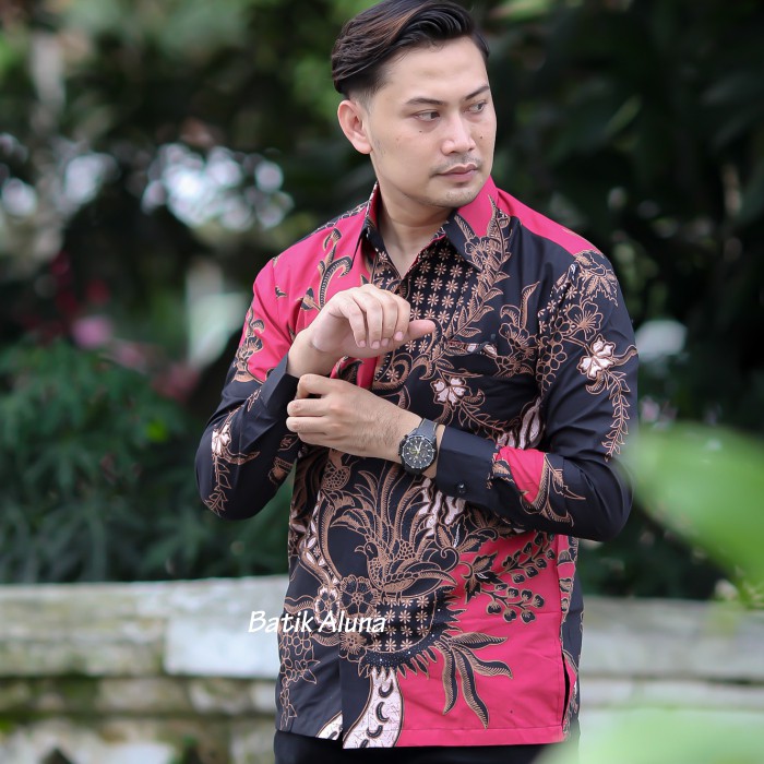 Batik Eksklusif Pria Premium Solo Lapis Furing Produksi Batik Aluna PCW 085