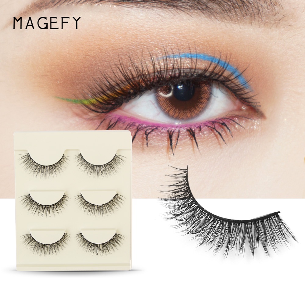 MAGEFY 3 Pasang Bulu Mata Palsu Natural Lembut False Eyelash Bulu Mata 3D Eyelash Extension 7044