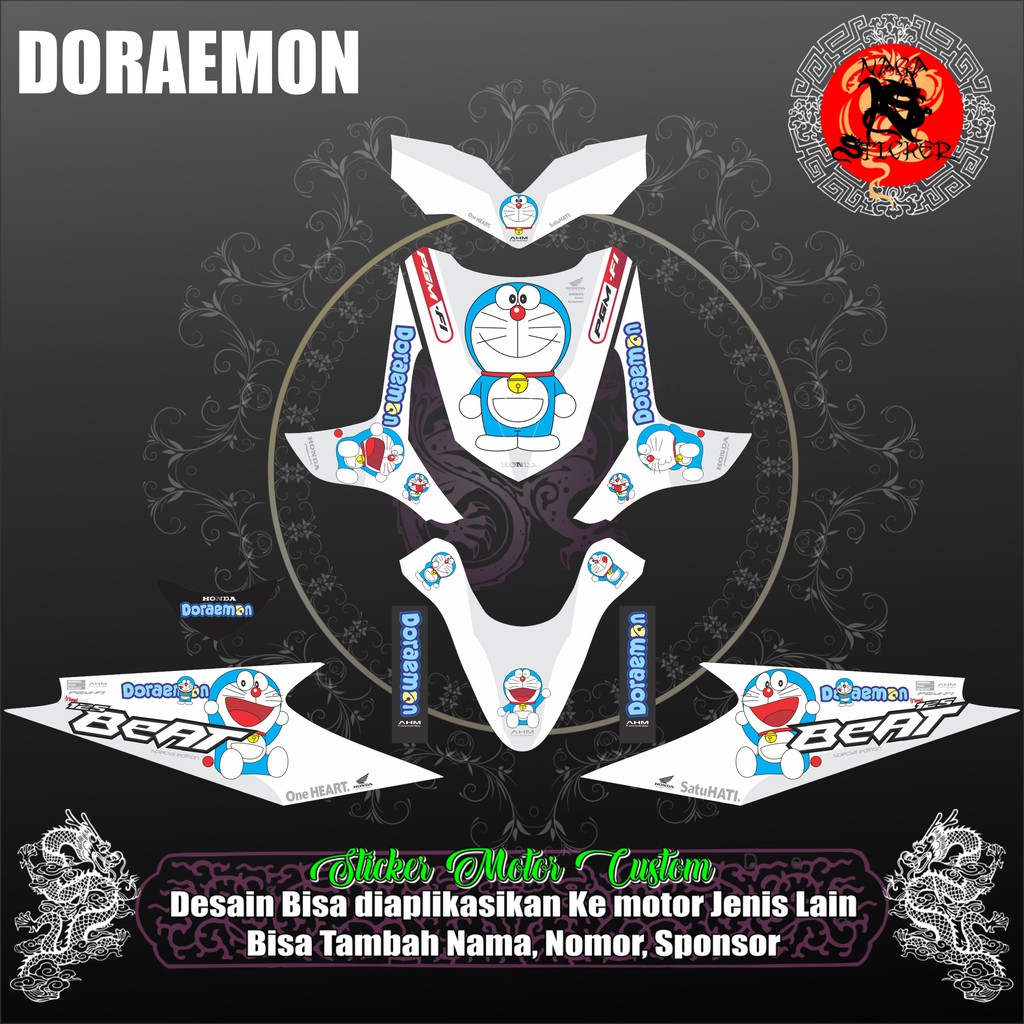 DECAL STICKER HONDA BEAT KARBU DORAEMON PUTIH