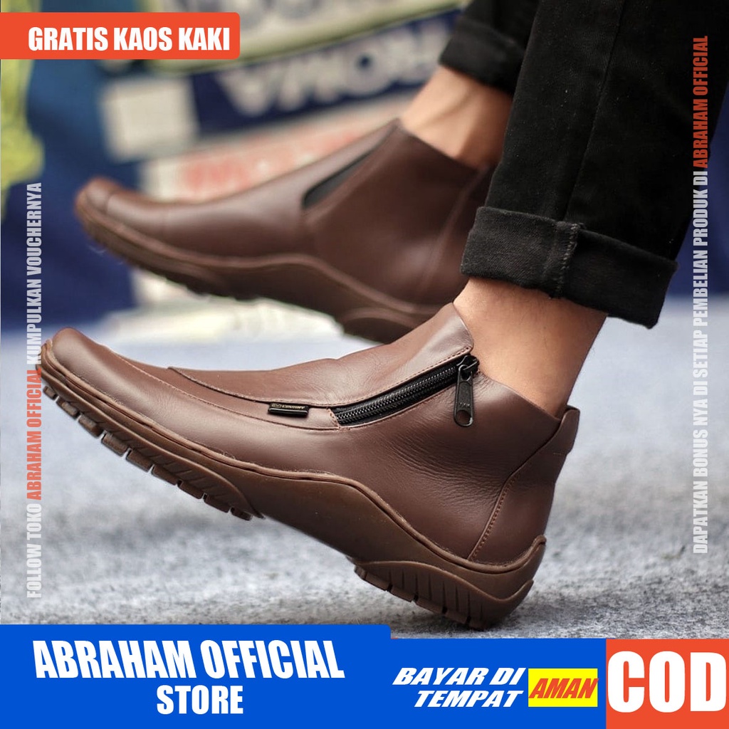 ABRHM X CORA Sepatu Formal Pria Sepatu Pria Casual Kulit Asli Sepatu Casual Sepatu Kasual Cowok / Cowo Oxford Kerja Kantor Kuliah Kondangan Gaya Keren Kekinian Original Murah Terlaris