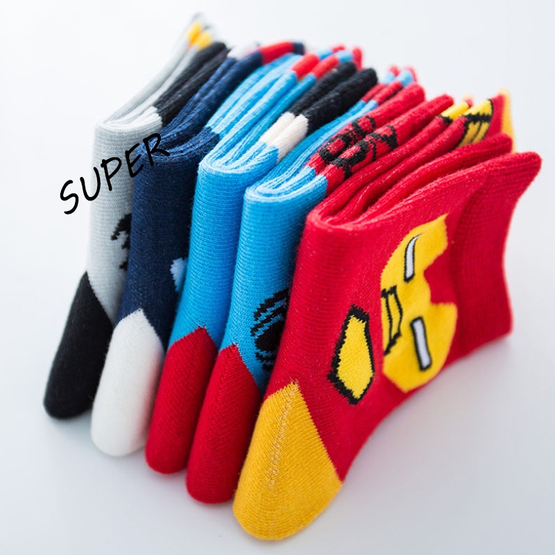 KAOS KAKI ANAK COWOK KOREA KEKINIAN UMUR 1 -12 TAHUN KAUS KAKI LAKI LAKI SUPERHERO SEKOLAH MOTIF SUPERMAN A1s