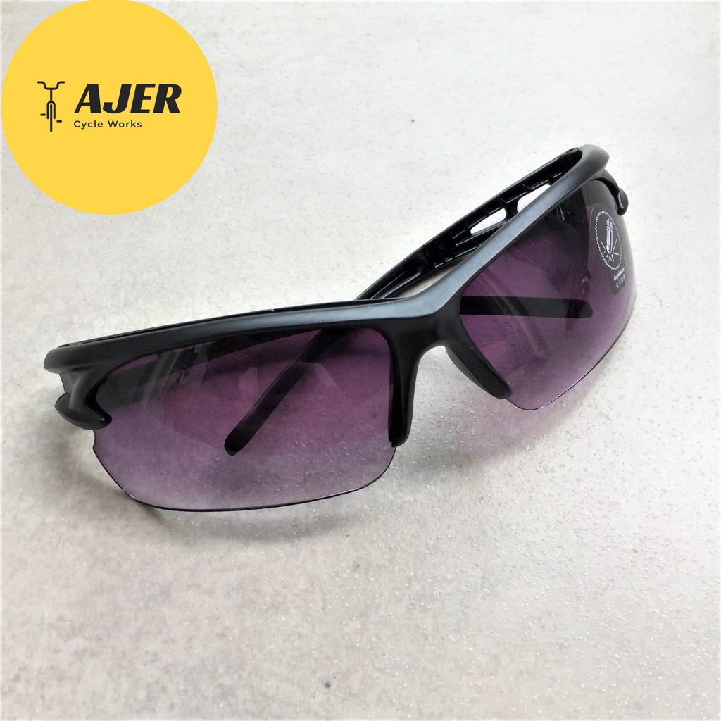 Kacamata hitam sepeda olahraga outdoor hiking Lensa UV transparan lensa kuning ungu