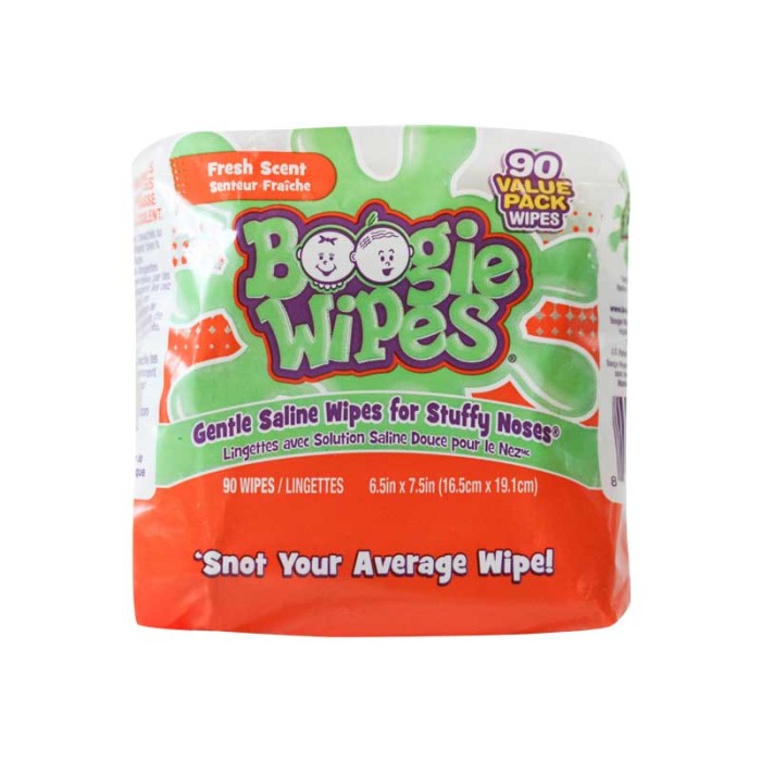 Boogie Wipes Saline Nose Wipes Value Pack, Fresh Scent 90ct