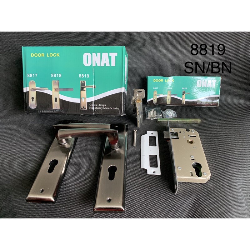 Kunci Pintu Tanggung Silinder Onat Plat l Gagang Rumah l Handle Full Set