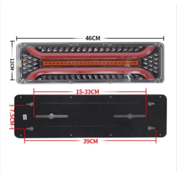 LAMPU STOP LAMP BELAKANG MOBIL TRUCK REM PARKIR MUNDUR TRUK CANTER FUSO WINGS BOX 24 VOLT 46 CM