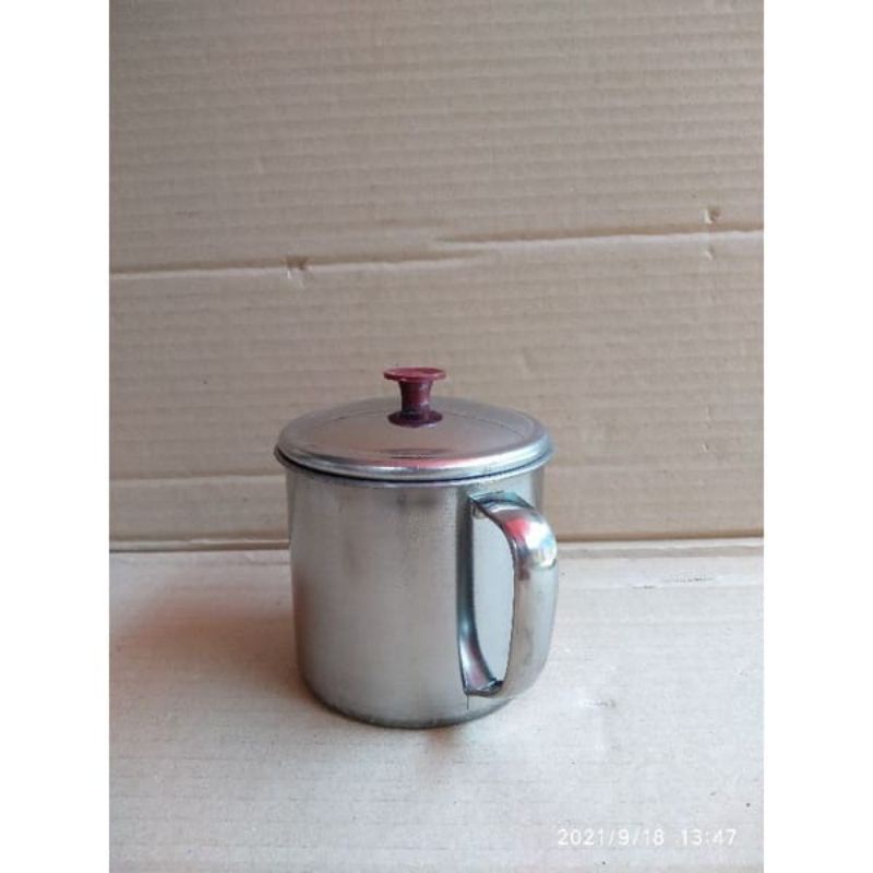 Gelas cangkir kopi/mug gelas stainless + tutup