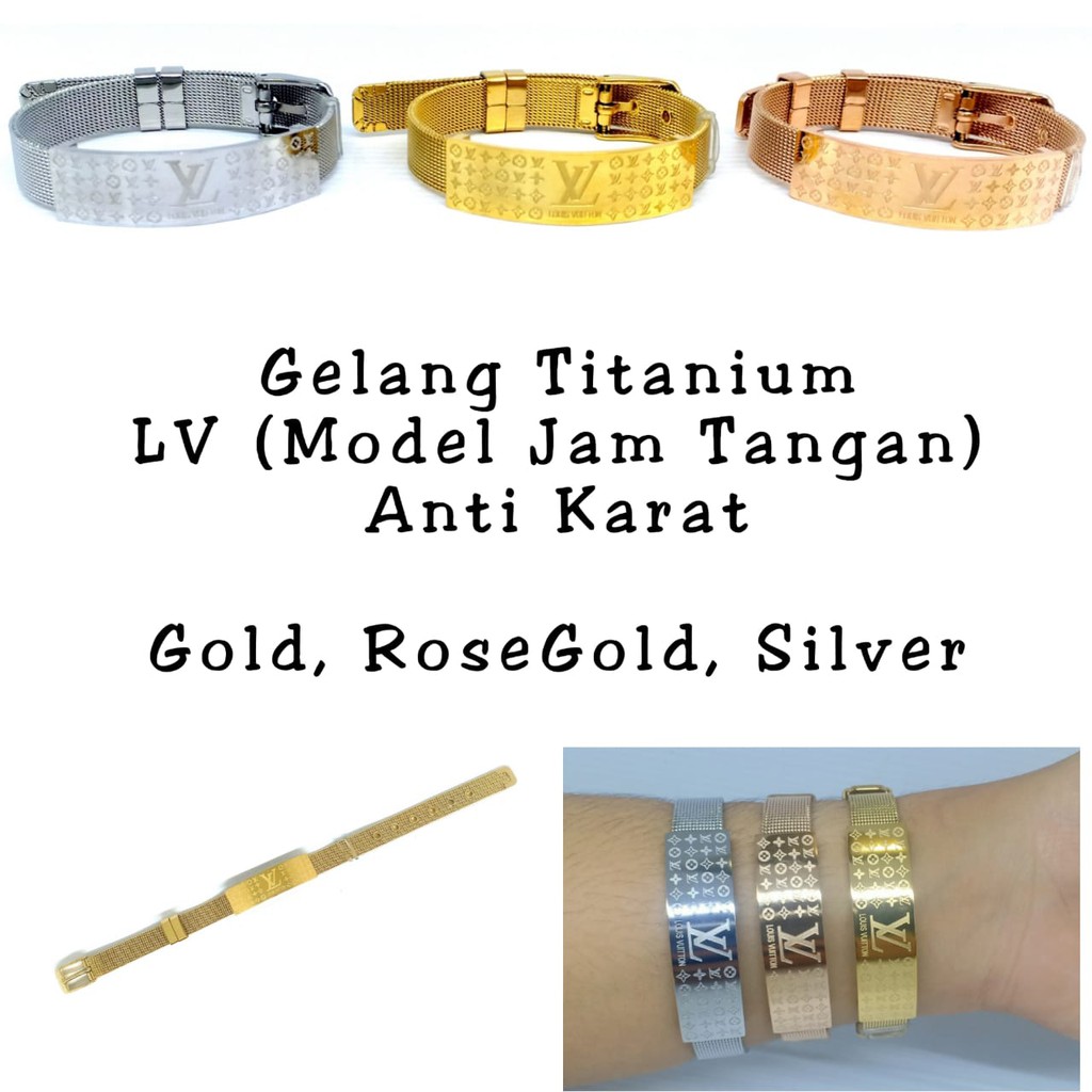 Gelang Titanium Gesper  Wanita Branded LV Model Jam Tangan Anti Karat GL318