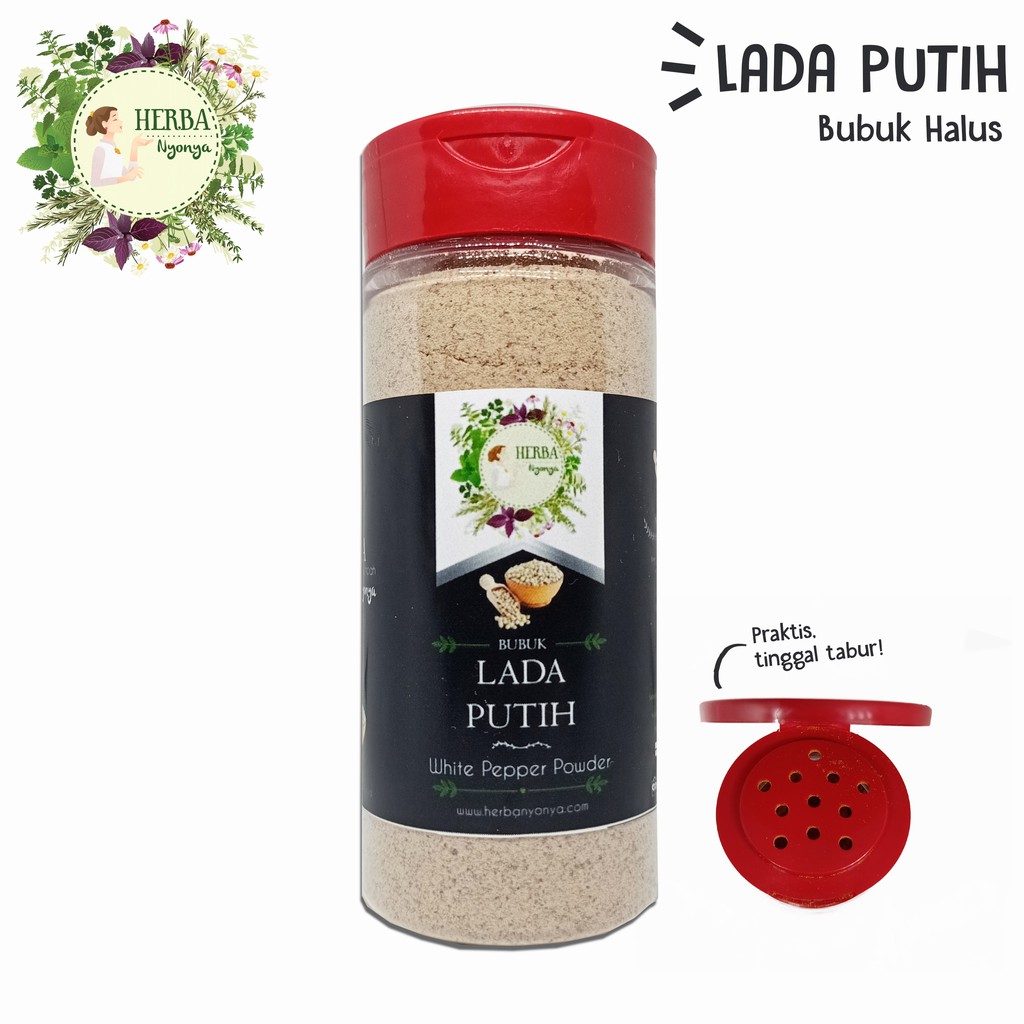 

LADA PUTIH HALUS BUBUK TABUR WHITE PEPPER GROUNDS REMPAH - HERBA NYONYA 70 gr
