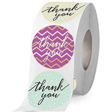 

TQ020 Per Pcs Sticker Label Logo Tempel Thank You Garis Aneka Warna Bulat D 2.5 cm Seal Packing