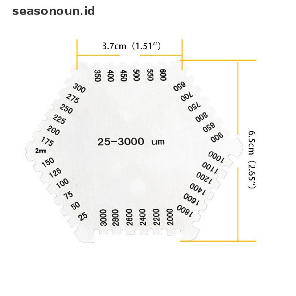 (seasonoun) Sisir Pengukur Ketebalan Lapisan Film Basah 25-3000um Warna Silver