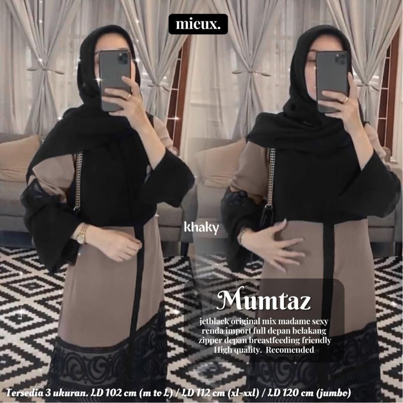 MUMTAZ ABAYA gamis turkey Zipper depan busui friendly original mieux farasya