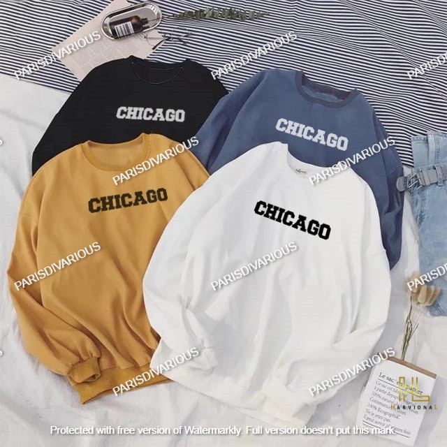 Parisdivarious Sweater Hoodie Sweatshirt Crewneck Chicago Bahan Fleece Size S - XXL (Pria &amp; Wanita)