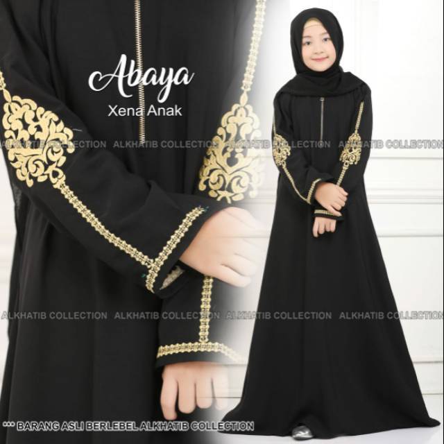 Abaya Gamis Arab Hitam Bordir Xena couple (Busui)