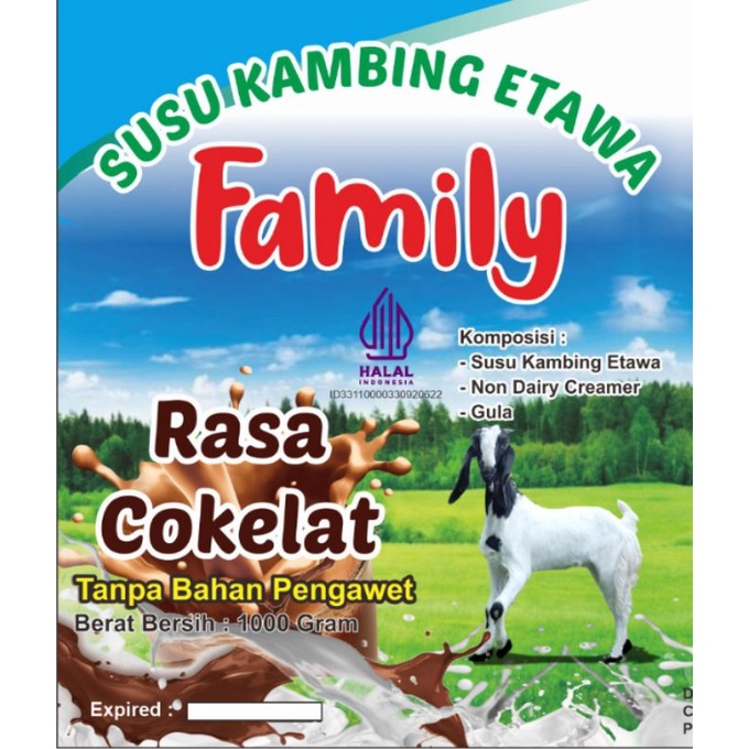 Susu Kambing Etawa Family Rasa Cokelat 1 Kg Alufoil