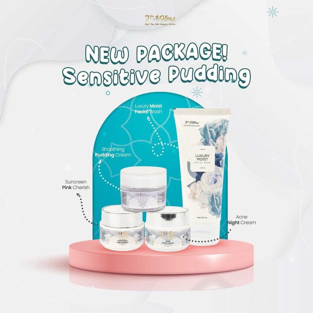 Jglow J glow Skincare Paket Sensitif  Skin Care Krim Perawatan Kecantikan Pemutih Wajah Glowing BPOM-Sensitif Puding