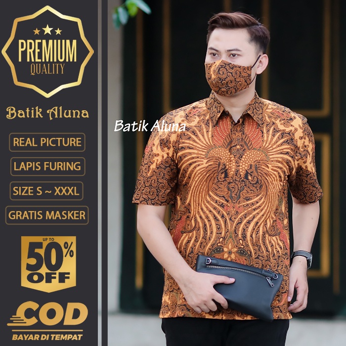 BATIK PRIA LENGAN PENDEK MEWAH PREMIUM ALUNA PRABUSENO SHANGHAI KERIS KEMEJA BATIK ACARA NIKAHAN KER
