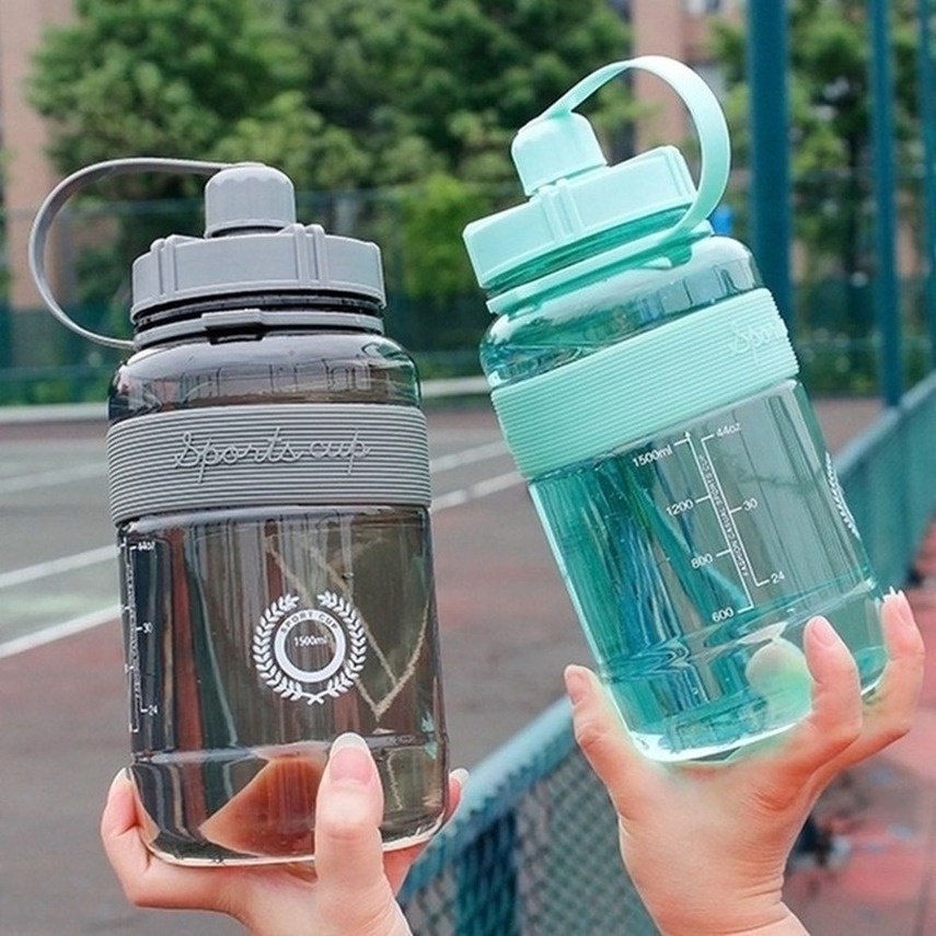 【fREE GIF- Strap + straw】2000ML Botol Air Trendy Kapasitas Besar Botol Sport Olahraga Besar Murah botol minum water bottle