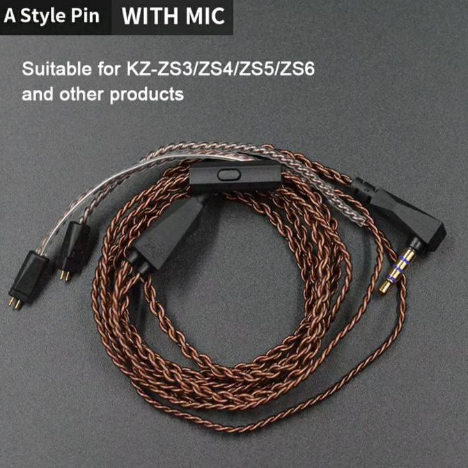 SUPER SALE KZ High Purity Oxygen Free Copper Upgrade Cable kabel with Mic 0.75mm - type a