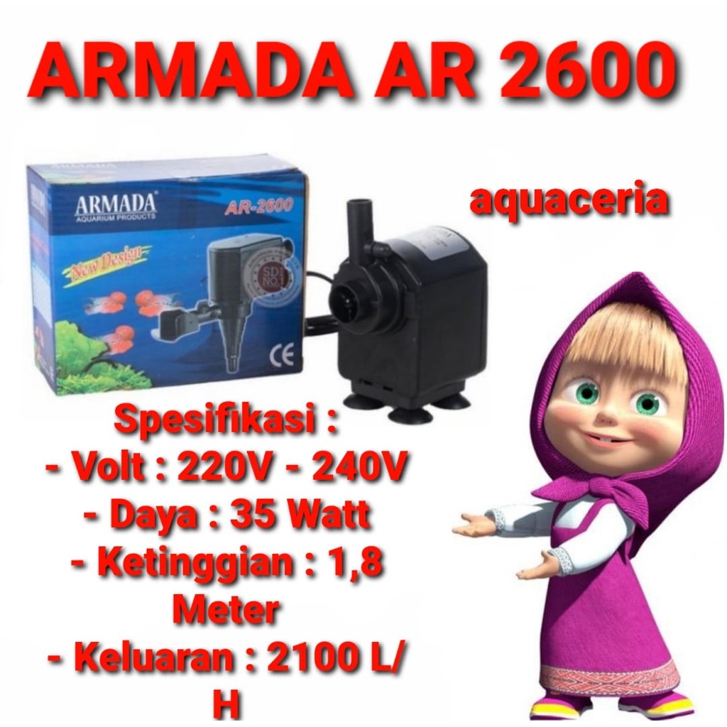 pompa celup air aquarium armada 2600 power head 2600