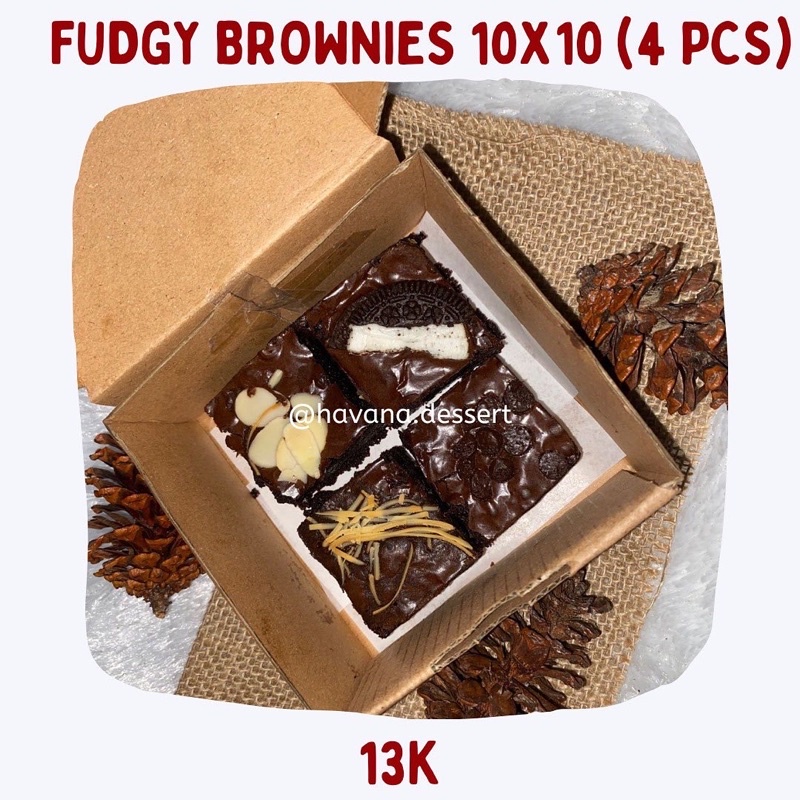 

Fudgy brownies mini | Brownies panggang | Brownies sekat box 10x10 isi 4 pcs
