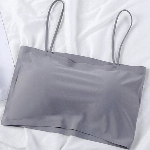 Blackpink Bra Kemben Ice Silk BH Tanktop Atasan Wanita Tali Tanpa Kawat Tengtop Tank Top Cewek Seamless Crop Top 1010-GRAY