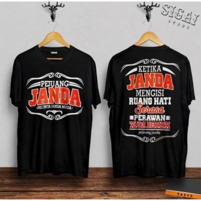 t shirt baju kaos distro pria reguler motif sablon pejuang janda parakan 01 katun combad nyaman