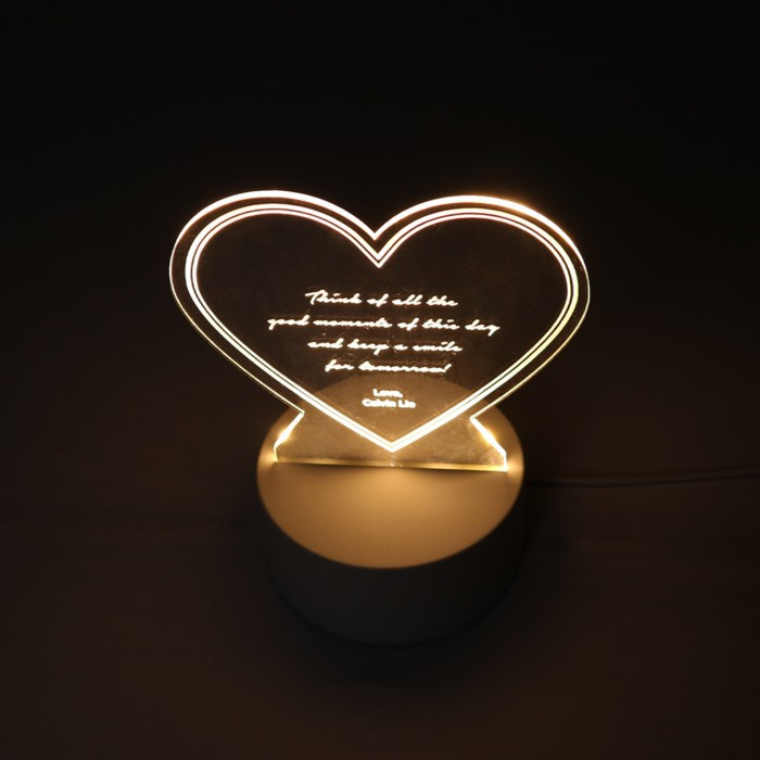 Custom Acrylic Night Lamp Heart Words | Lampu Tidur LED Hias Aesthetic Dekorasi Hadiah Pacar Gift