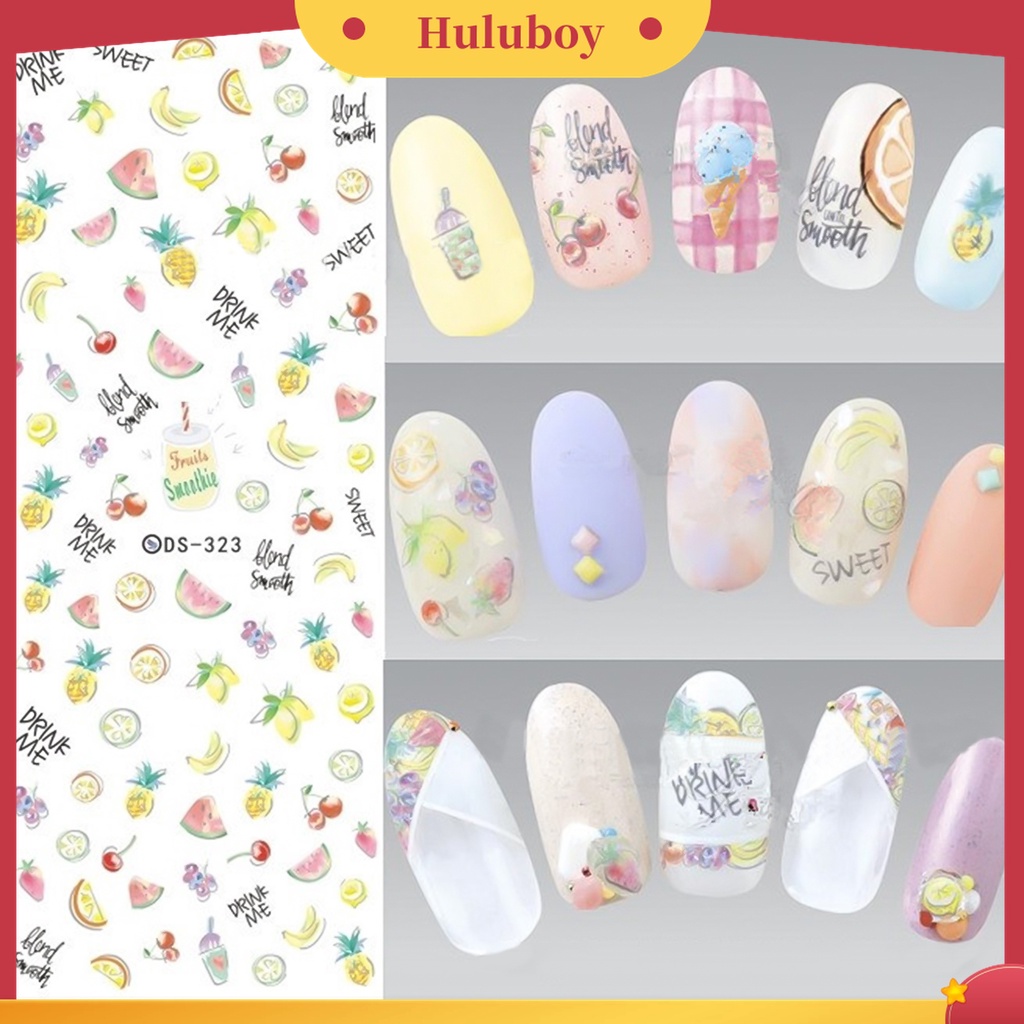 Huluboy Huluboy♡ 1 Lembar Stiker Decal Transfer Air Motif Bunga Untuk Manicure DIY