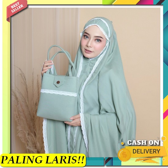 Mukena Bordir Turki Dewasa Mewah Cassandra Bahan Katun Adem Terbaru 20 Mukena Bali Tasik - Mukena De