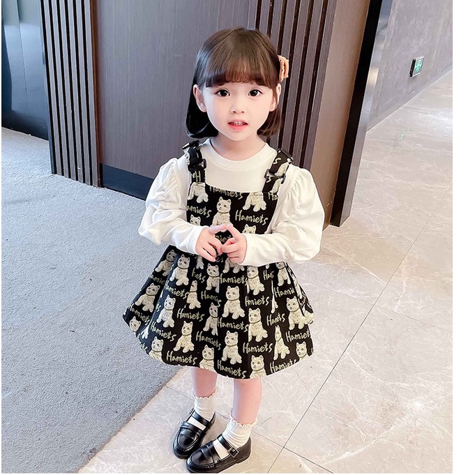 DR106-Dress Anak Perempuan  2 in 1 Overall Super Kate