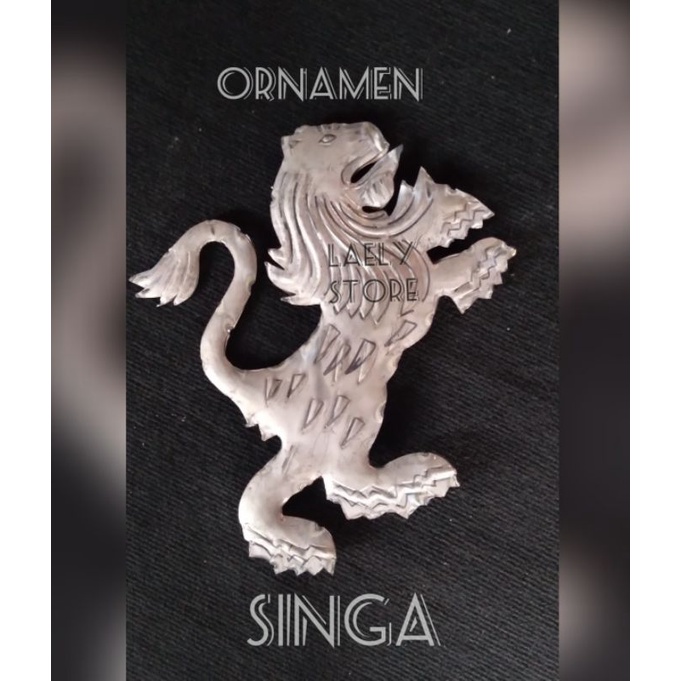 Aksesoris pagar besi motif singa 34x38cm dua sisi muka