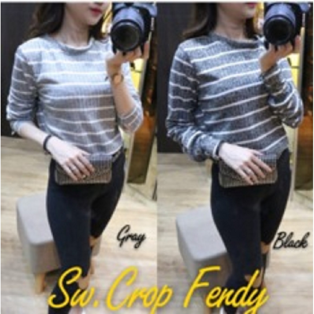 [Sw Crop Fendy BC]Sweater wanita rajut varian warna