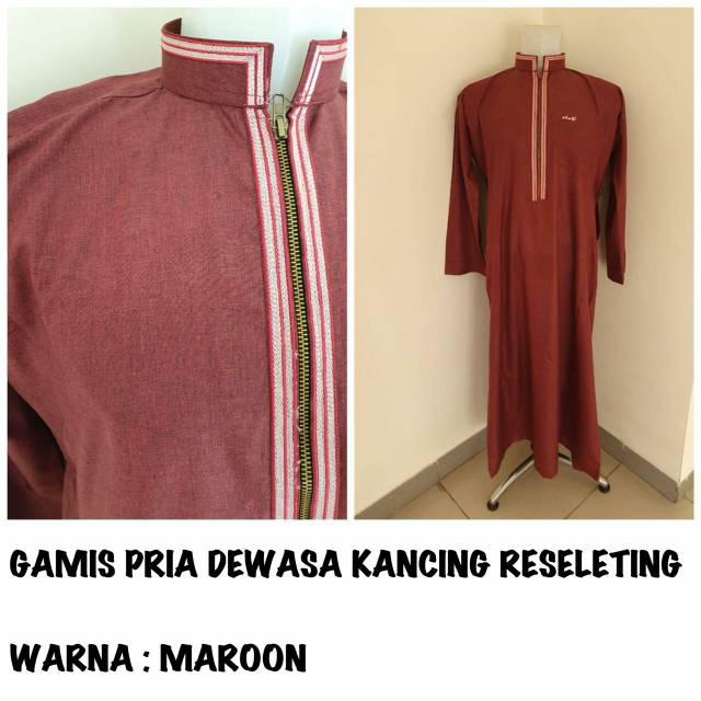 GAMIS PRIA JUBAH DEWASA KANCING RESELETING DASAR PUTIH DAN WARNA AL - Asas || Gamis Pakistan Murah