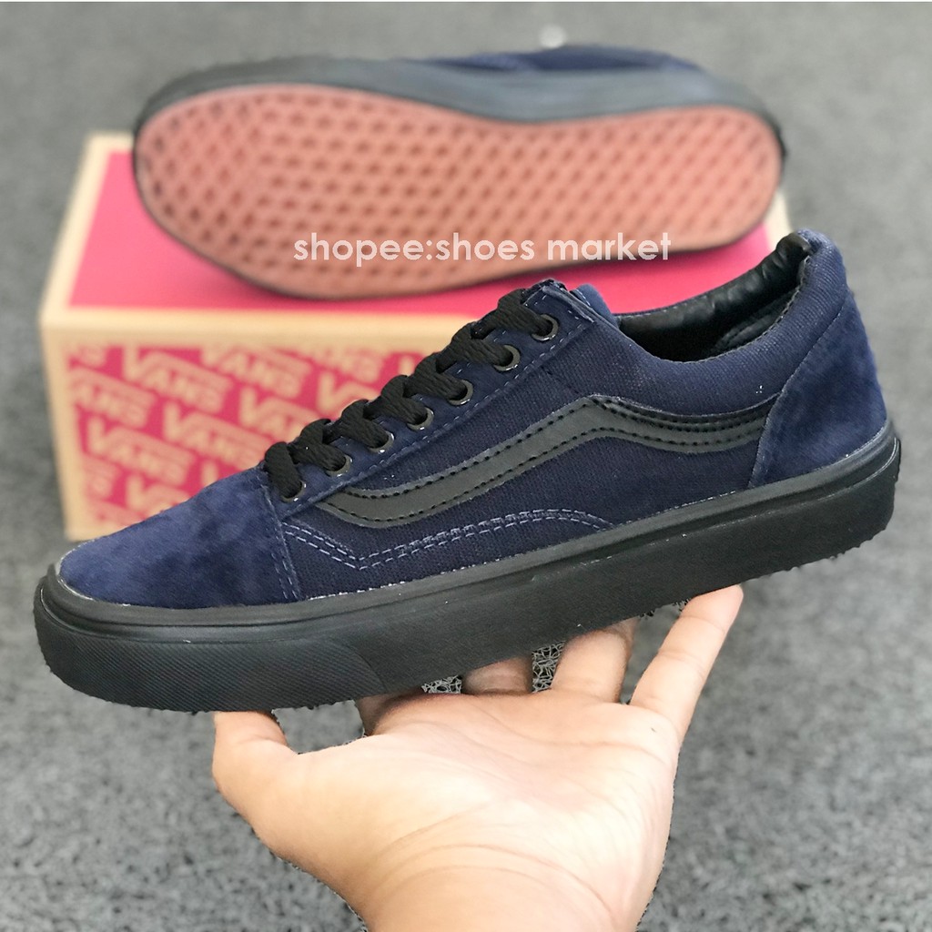 VANS OLDSKOOL NAVY BLACK SOL HITAM SNEAKERS PRIA