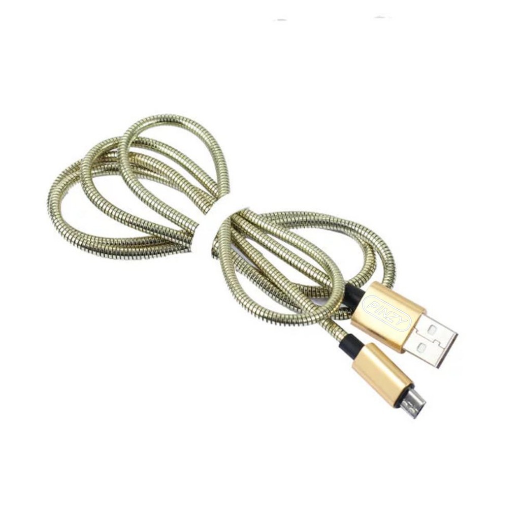 Kabel Data Usb PINZY METAL Kingkong Spring Besi High Speed Fast Charging Qc 3.0 PD 65Watt Micro Type c Lighting