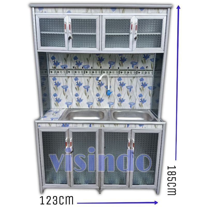 RAK CUCI PIRING WASTAFEL 2 LUBANG 8 PINTU JUMBO