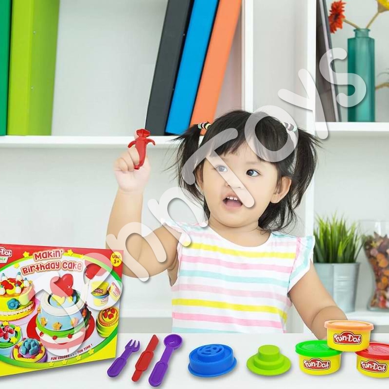 JennToys - Mainan Anak perempuan Mainan Fun-Doh Set Mainan Role Play Fundoh - FD BIRTHDAY CAKE