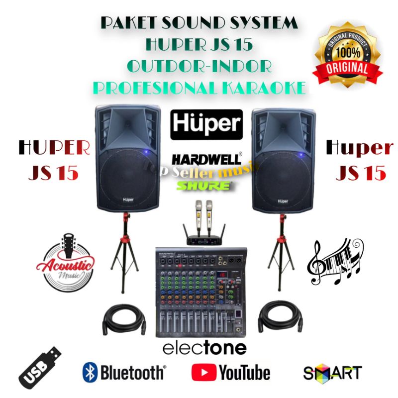 GROSIR PAKET SOUND SYSTEM HUPER JS15 ORIGINAL OUTDOR-INDOR KARAOKE & MUSIK DLL