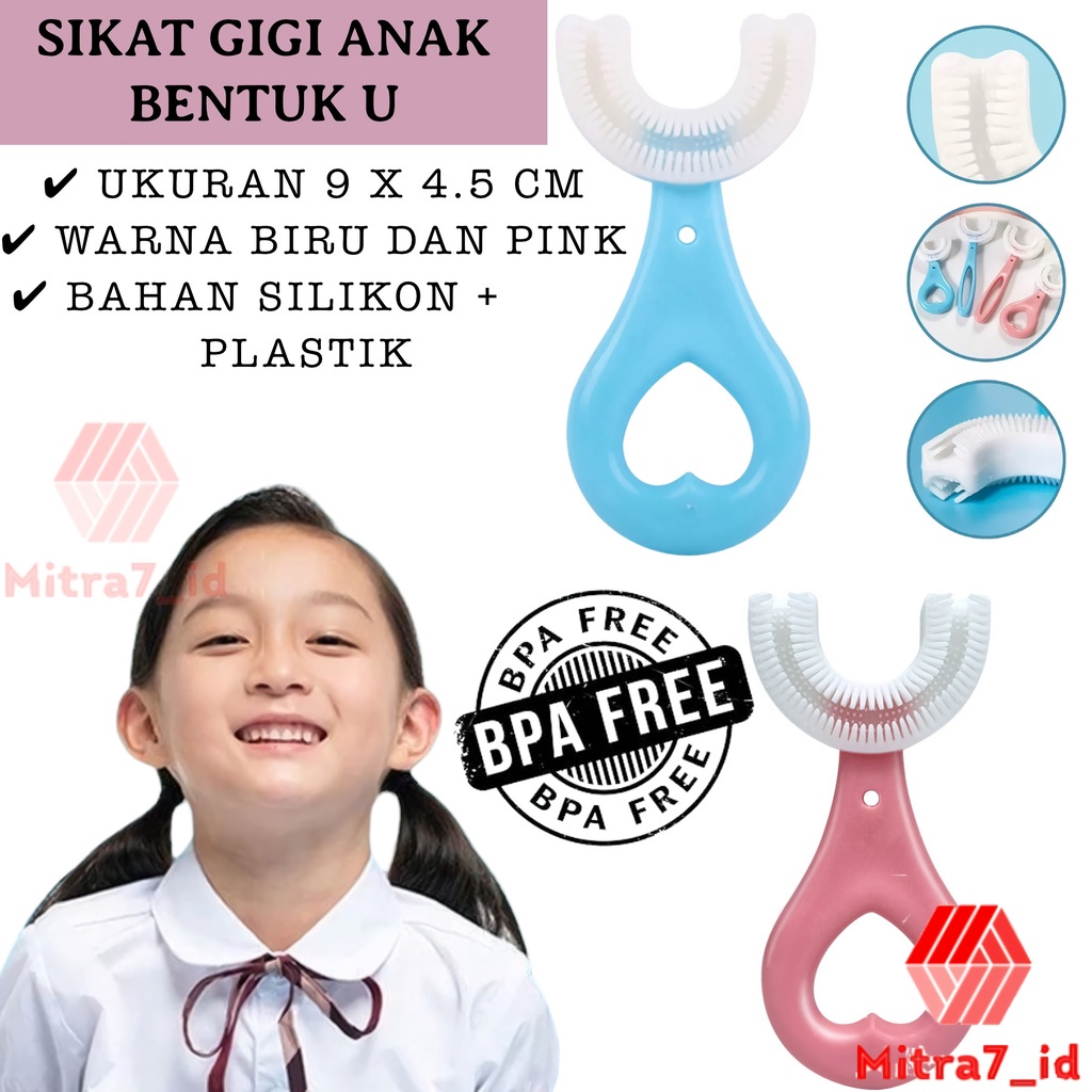 [M7] SIKAT GIGI ANAK BENTUK U LUCU SUPER LEMBUT / SIKAT GIGI ANAK BENTUK U BAHAN SILIKON BPA FREE