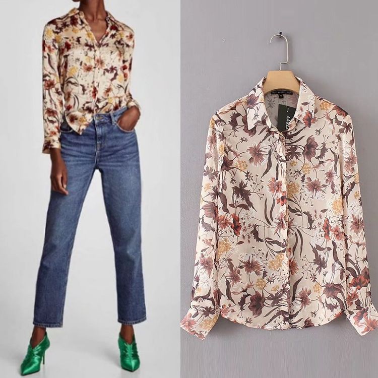 NL093- Baju Atasan wanita Blouse motif Bunga daisy Import