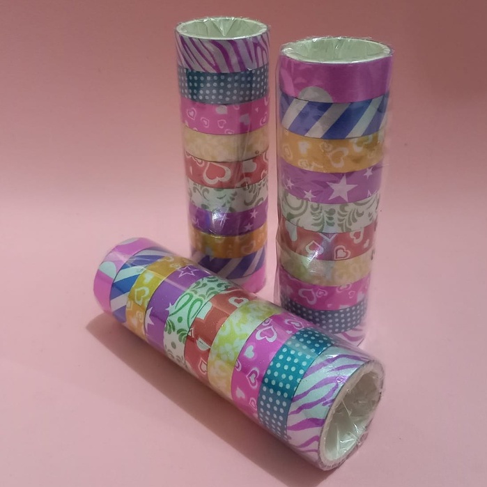 Isolasi Gliter Motif / Washi Gliter Motif 3m Murah (10pcs)