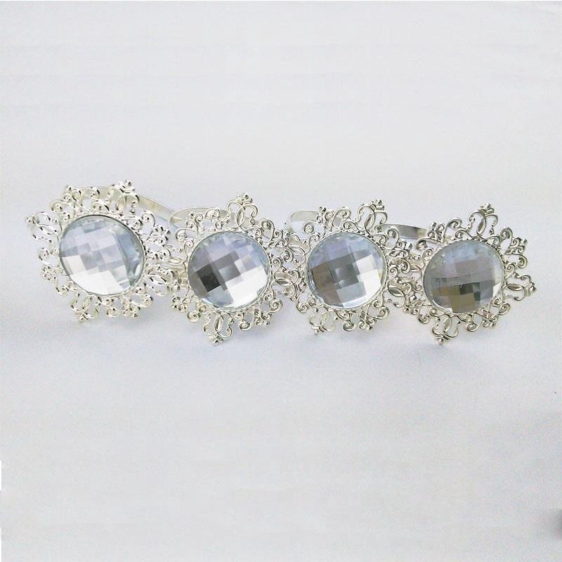 12PCS Crystal Napkin Ring for Table Kitchen Serviette Holder Wedding Banquet Dinner Christmas Decor