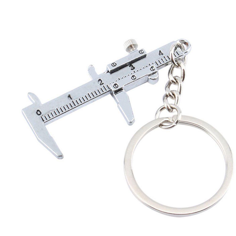 Needway Vernier Caliper Key Chain Fashion Klasik Perak Hadiah Ulang Tahun Liontin Penggaris Model Perhiasan Tempat Kunci