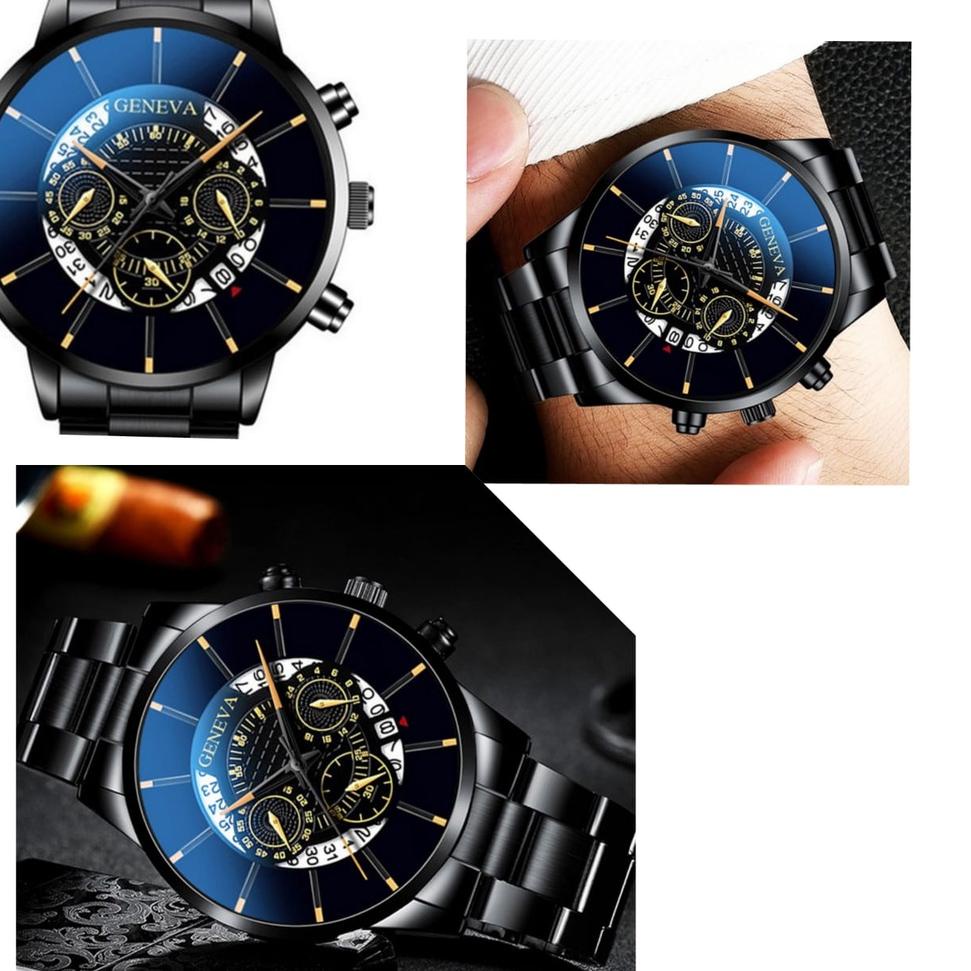 BIG PROMO JAM TANGAN PRIA ORIGINAL IMPORT GENEVA STAINLESS STEEL WASAKI JAM087B5 BESI SILVER COWOK K